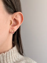Load image into Gallery viewer, Tiny Circle Earrings with Macrame Detail