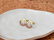 Load image into Gallery viewer, Tiny Circle Earrings with Macrame Detail