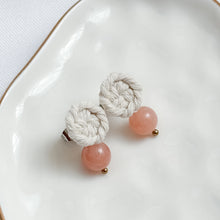 Load image into Gallery viewer, Macrame Button Studs with Natural Stone Beads (personalized)