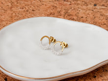 Load image into Gallery viewer, Tiny Circle Earrings with Macrame Detail