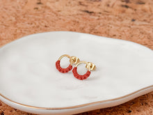 Load image into Gallery viewer, Tiny Circle Earrings with Macrame Detail