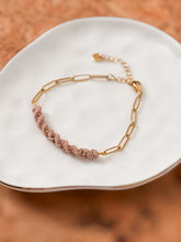 Load image into Gallery viewer, Paperclip Chain Bracelet featuring Spiral Macrame Detail