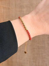 Load image into Gallery viewer, Macrame Bracelet with Textured Tube in Gold