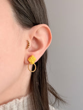 Load image into Gallery viewer, Square Macrame Studs with Spiral Ring in Gold