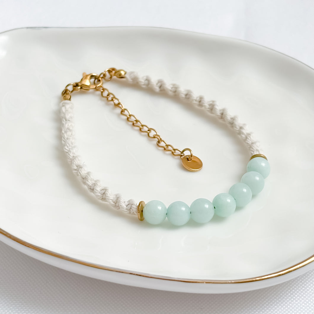 Shiny Amazonite & Macrame Bracelet