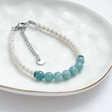 Load image into Gallery viewer, Aquamarine &amp; Macrame Bracelet
