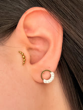 Load image into Gallery viewer, Tiny Circle Earrings with Macrame Detail
