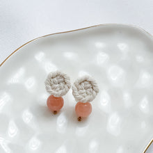 Load image into Gallery viewer, Macrame Button Studs with Natural Stone Beads (personalized)
