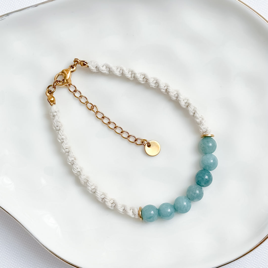 Aquamarine & Macrame Bracelet