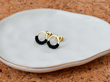 Load image into Gallery viewer, Tiny Circle Earrings with Macrame Detail
