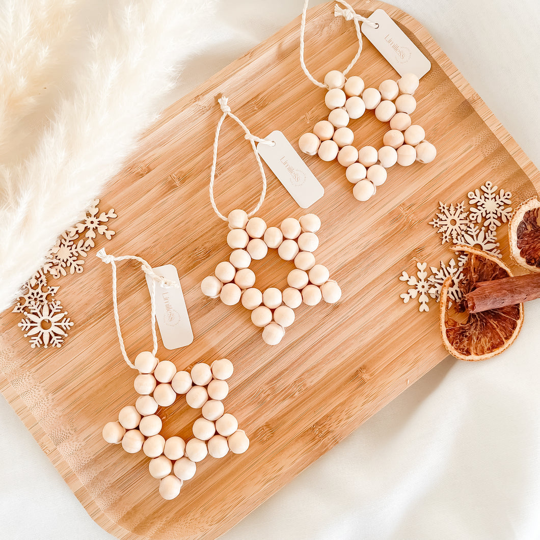 Wooden Bead Star Ornament (small)