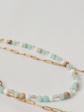 Load image into Gallery viewer, Double layered Beaded and Paperclip Chain Necklace
