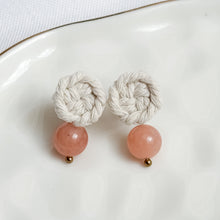 Load image into Gallery viewer, Macrame Button Studs with Natural Stone Beads (personalized)
