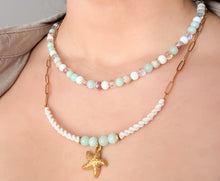 Load image into Gallery viewer, Double layered Beaded and Paperclip Chain Necklace
