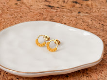 Load image into Gallery viewer, Tiny Circle Earrings with Macrame Detail
