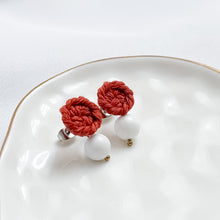 Load image into Gallery viewer, Macrame Button Studs with Natural Stone Beads (personalized)
