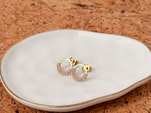 Load image into Gallery viewer, Tiny Circle Earrings with Macrame Detail
