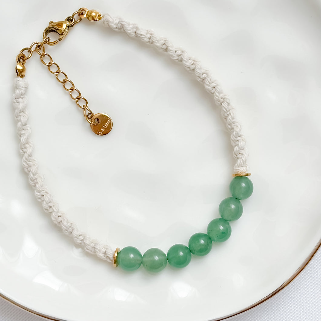 Green Aventurine & Macrame Bracelet