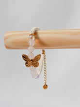 Load image into Gallery viewer, Macrame bracelet with Natural Stone Beads featuring a Butterfly in Gold or Silver
