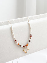 Load image into Gallery viewer, Delicate Chain Necklace with Macrame and Genuine Gobi Jasper Beads
