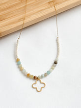 Load image into Gallery viewer, Delicate Chain Necklace with Macrame and Genuine Amazonite beads

