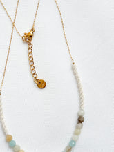 Load image into Gallery viewer, Delicate Chain Necklace with Macrame and Genuine Amazonite beads
